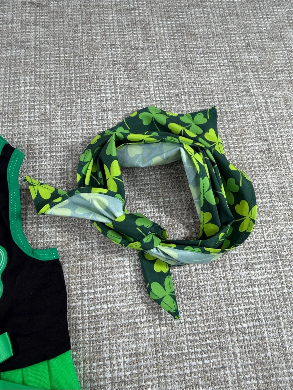 Green Shamrock Tutu Dress Costume with Headscarf -dogs medium